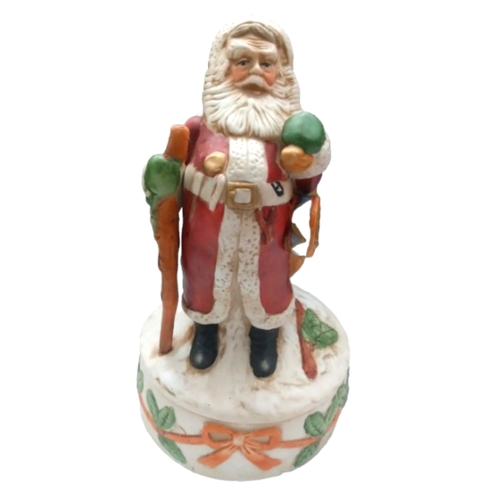Vintage Brinn's Santa Music Box Wind Ups Santa Claus Is Coming To Town Rotating
